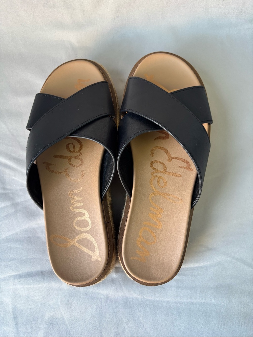 Sam Edelman Black Crossband Slide Sandals